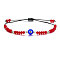Adjustable Glass Evil Eye Brided Bead Bracelet, Red,