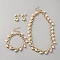 Alloy & Imitation Pearl & Rhinestone Jewelry Sets, Including Necklace, Earrings and Bracelet, Golden, 380mm