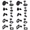 30Pcs 5 Style 304 Stainless Steel Stud Earring Findings, with Hle & Earring Backs, Donut & Flat Round & Square & Teardrop & Heart, Electrophoresis Black, 10~13.5x6~9x0.8~1mm, Hole: 1~1.6mm, Pin: 0.7~0.8mm, 6Pcs/style