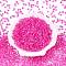 6/0 Inside Colours Transparent Glass Seed Beads, Teardrop, Top Drilled, Fuchsia, 4~4.5x4x3mm, Hole: 1~1.2mm, about 100pcs/10g