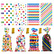 50Pcs OPP Candy Bag Sets, Cookie Bags, Rectangle with Polka Dot/Star/Stripe/Wave Pattern, Mixed Color, 27.1x12.4x0.01cm