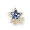 Brass Micro Pave Cubic Zirconia Beads, Star, with Crystal Zirconium, Real 18K Gold Plated, December Birthstone, Royal Blue, 10x10x7.5mm, Hole: 2x2mm