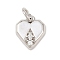 Brass Micro Pave Clear Cubic Zirconia Pendants, Heart Charms, Long-Lasting Plated, Cadmium Free & Lead Free, Rack Plating, with Jump Ring, Platinum, 10.5x9x2.5mm, Hole: 3.4mm