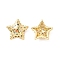 Star Brass Micro Pave Colorful Cubic Zirconia Charms, Cadmium Free & Nickel Free & Lead Free, Real 18K Gold Plated, 13x13.5x5.5mm, Hole: 2x2.8mm