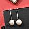 925 Sterling Silver Clear Cubic Zirconia Round Dangle Stud Earrings, with Shell Imitation Pearl, Platinum, 43x12mm