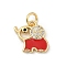 Brass Pave Cubic Zirconia with Enamel Pendants, Elephant Charms, Long-Lasting Plated, Lead Free & Cadmium Free, Rack Plating, Real 18K Gold Plated, with Jump Ring, Red, 11.5x12.5x2.5mm, Hole: 3mm