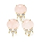Brass Micro Pave Cubic Zirconia Stud Earring Findings with Natural Rose Quartz, Jellyfish, Facted, Rack Plating, 19.5x13mm, Hole: 1.8mm, Pin: 0.8x12.5mm