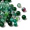 Transparent Glass Beads, Mixed Shapes, Green, 5.5~16x6~11.5x6.5~10.5mm, Hole: 1.2~1.6mm, about 1470pcs/1000g