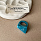 Resin Finger Rings for Women, Triangle, Dark Turquoise, US Size 7 1/4(17.5mm)