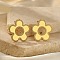 304 Stainless Steel Flower Stud Earrings, Golden, 20.5x21mm