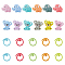 12Pcs Baking Painted Zinc Alloy Knitting Stitch Marker Rings, Crochet Clips, with 12Pcs Koala & Elephant Silicone Knitting Needle Stopper, Mixed Color, Crochet Clip: 1.45x0.1cm, Stopper: 28x26x7mm & 22x28x10mm, Hole: 2mm & 2.4mm