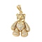 Rack Plating Brass Micro Pave Clear Cubic Zirconia Perdants, Cadmium Free & Lead Free, Long-Lasting Plated, Bear, Real 18K Gold Plated, 36x25x6mm, Hole: 8x4mm