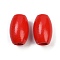 Spray Painted Wood Beads, Oval, Red, 28.5~30x18.5~19.5mm, Hole: 9~9.5mm