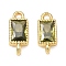 Brass Pave Cubic Zirconia Rectangle Connector Charms, Golden, Rack Plating, Cadmium Free & Lead Free, Long-Lasting Plated, Olive, 12.5x5x2mm, Hole: 1.4mm and 1.6mm