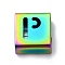 Ion Plating(IP) 304 Stainless Steel Square Slide Charms, Rainbow Color, Letter P, 9x8x4mm, Hole: 3.5x8.5mm
