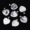 Heart Natural Crystal Pendants, with Platinum Tone Brass Findings, 20~22x20~21x5~8mm, Hole: 2x7mm
