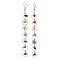 7 Chakra Theme Natural & Synthetic Mixed Gemstone Chips Dangle Earrings, Alloy Long Drop Earrings, Golden, 120x12mm
