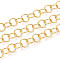 Brass Rolo Chains, Soldered, with Spool, Golden, 8x1mm, about 32.81 Feet(10m)/Roll
