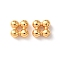 Brass Beads, Clover, Rack Plating, Long-Lasting Plated, Cadmium Free & Lead Free, Real 24K Gold Plated, 5x5x2.5mm, Hole: 1.2mm