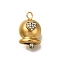 304 Stainless Steel Pendant, with Rhinestone, Christmas Bell, Heart, Golden, 16x10x7.5mm, Hole: 1.8mm