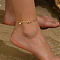 Heartbeat Paw Print Alloy Charms Anklets, with Synthetic Turquoise, Golden, 8-1/4 inch(210mm)