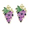 Alloy Enamel Pendants, Golden, Grape, 36x22.5x2mm, Hole: 2.4mm
