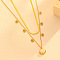 Summer 304 Stainless Steel & White Acrylic Pendant Double Layered Necklaces for Women, Golden, Shell Shape, 14.76 inch(37.5cm), pendant: 15x14.5x5mm