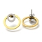 Ion Plating(IP) 304 Stainless Steel Stud Ring Stud Earrings, Golden & Stainless Steel Color, 19.5mm