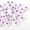 Opaque Acrylic Beads, Flat Round with Heart Pattern, Dark Violet, 7x7x3.5mm, Hole: 1.8mm, about 3600pcs/500g