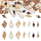 140Pcs 14 Styles Natural Mixed Shell Pendants, Shell Shape Charms with Copper Wire Loops, Platinum & Golden, Mixed Color, 17.8~30mm, Hole: 3.2mm, 10pcs/style