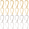 40Pcs 4 Colors Long-Lasting Plated Brass Ear Wire, Mixed Color, 18x1.4mm, Hole: 1.9mm, Pin: 0.8mm, 10pcs/color