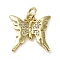 Brass Micro Pave Clear Cubic Zirconia Pendants, Butterfly, Real 18K Gold Plated, 14.5x15x2.5mm