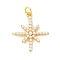 Brass Charms, Star, with ABS Plastic Imitation Pearls, Rack Plating, Long-Lasting Plated, Cadmium Free & Lead Free, with Jump Ring, Real 18K Gold Plated, 22.5x20x2.5mm, Hole: 3.4mm
