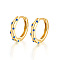 Elegant S925 Sterling Silver Hoop Earrings, with Blue Cubic Zirconia, Golden, 12x13mm