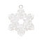 Electroplate Glass Pendants, Snowflake, with Round Seed Beads & 304 Stainless Steel Jump Ring, Stainless Steel Color, Faceted, Clear, 31x27.5x6mm, Hole: 2.5mm