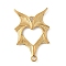 304 Stainless Steel Bat Wings Heart Links Connector Charms, Ion Plating(IP), Real 18K Gold Plated, 35x23x2mm, Hole: 2mm
