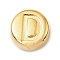 304 Stainless Steel Beads, Flat Round with Letter, Golden, Letter D, 7x3.5mm, Hole: 1.7mm