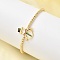 Christmas Brass Micro Pave Cubic Zirconia Link Bracelets, Beads Stretch Bracelets for Women, Golden, Snowman, Bead: 3mm, Inner Diameter: 2-1/8 inch(5.45cm)
