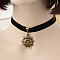 Tibetan Style Alloy Sun Pendant Black Velvet Cord Choker Necklaces for Women, Antique Bronze, 11.81 inch(30cm)