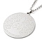 Non-Tarnish 304 Stainlessa Steel Curb Chain Pendant Necklaces, Flat Round with Chakra Pattern, Stainless Steel Color, 24.41 inch(62cm)