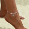 Starfish Alloy Glass Beaded Charm Anklets, Pink, 8-1/4 inch(210mm)