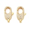 Oval Brass Micro Pave Clear Cubic Zirconia Lobster Claw Clasps, Real 18K Gold Plated, 19.5x11x5.5mm, Hole: 1.5mm