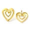 304 Stainless Steel Stud Earrings, Hollow Heart, Golden, 27.5x25.5mm