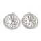 Brass Pendants, Round with Sun, Platinum, 22x19x2mm, Hole: 2mm