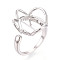 Flower Brass Cup Peg Ring Settings, Adjustable Ring Settings for Half Drilled Beads, Platinum, 22.5x19.5mm, Inner Diameter: 18mm, Pin: 0.8~0.9mm