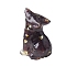 Resin Cat Display Decoration, with Natural Garnet Chips inside Statues for Home Office Decorations, 25x20x40mm