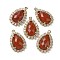 Natural Red Jasper Faceted Teardrop Pendants, Rack Plating Brass Micro Pave Clear Cubic Zirconia Drop Charms, Golden, 25x16.5x5.5mm, Hole: 1.4mm