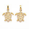 Brass Micro Pave Cubic Zirconia Pendants, Cadmium Free & Lead Free, Turtle Charms, Real 18K Gold Plated, 23.5x18.5x3.5mm, Hole: 5x2.5mm