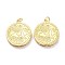 Brass Micro Pave Clear Cubic Zirconia Pendants, with Enamel & Jump Ring, Long-Lasting Plated, Flat Round with Moon, Real 18K Gold Plated, 22x20x3mm, Juimp Ring: 5x1mm, 3mm Inner Diameter
