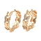 Brass Micro Pave Cubic Zirconia Hoop Earrings, Butterfly, Light Gold, 26x26.5x7.5mm